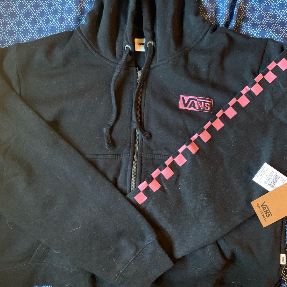 vans womens black cropped hoodie